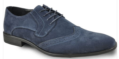 Bravo King-3 Men's Faux Suede and Leather Dress Wingtip Oxford in Blue