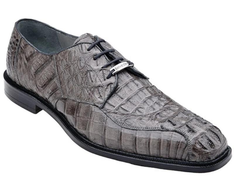Belvedere Chapo Genuine Hornback Crocodile Men's Dress Shoe in Gray