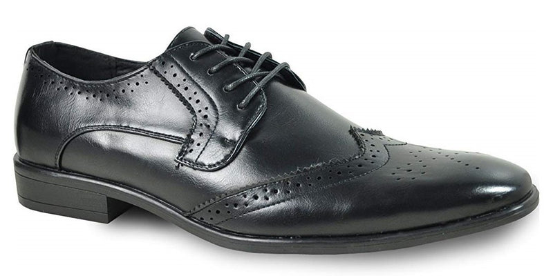 Bravo King-2 Men's Dress Wingtip Oxford in Black