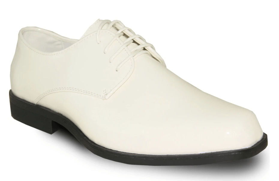 Bravo Tux 1 Men's Formal Lace-up Dress Oxford Shoe in Ivory Patent. 