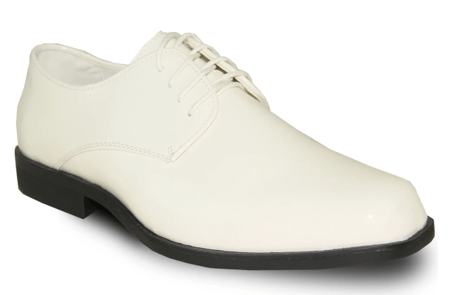 Bravo Tux 1 Men's Formal Lace-up Dress Oxford Shoe in Ivory Patent.