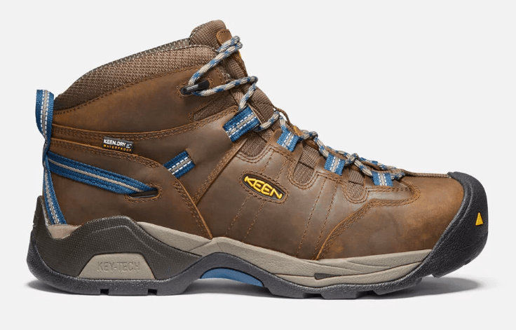Keen Detroit Steel Toe Waterproof Men's Boot in Brown and Orion Blue