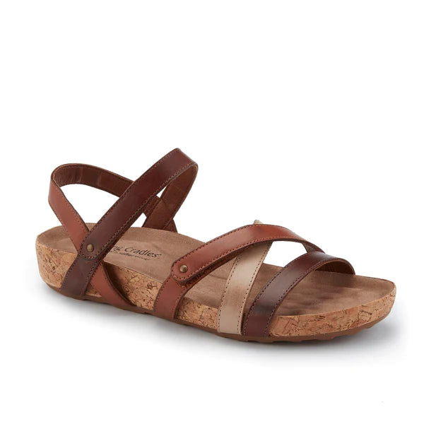 Pool Sandal: Brown Multi Leather/Cork Wrap I Walking Cradle