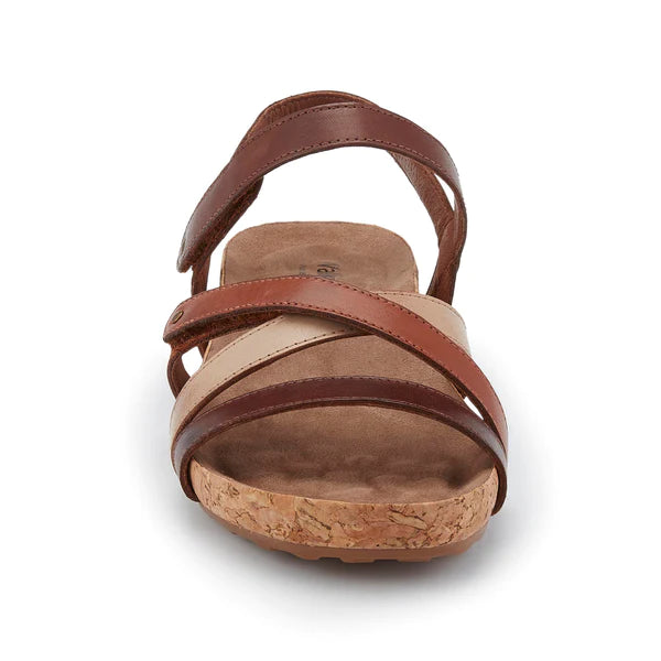 Pool Sandal: Brown Multi Leather/Cork Wrap I Walking Cradle