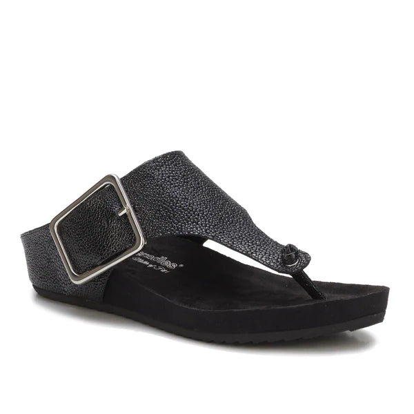 Phoebe Sandal: Black Pebble Patent Leather/Black Suede Bottom NEW I Walking Cradle