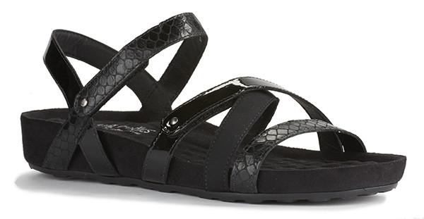 Pool Sandal: Black Textured Multi Leather/Suede Wrap I Walking Cradle