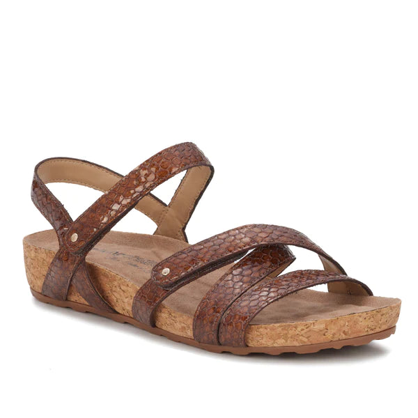 Pool Sandal: Nutmeg Marshall Snake Print Leather I Walking Cradle