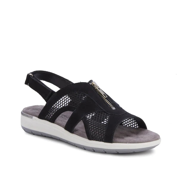 Spencer Sandal: Black Nubuck/Black Mesh I Walking Cradle
