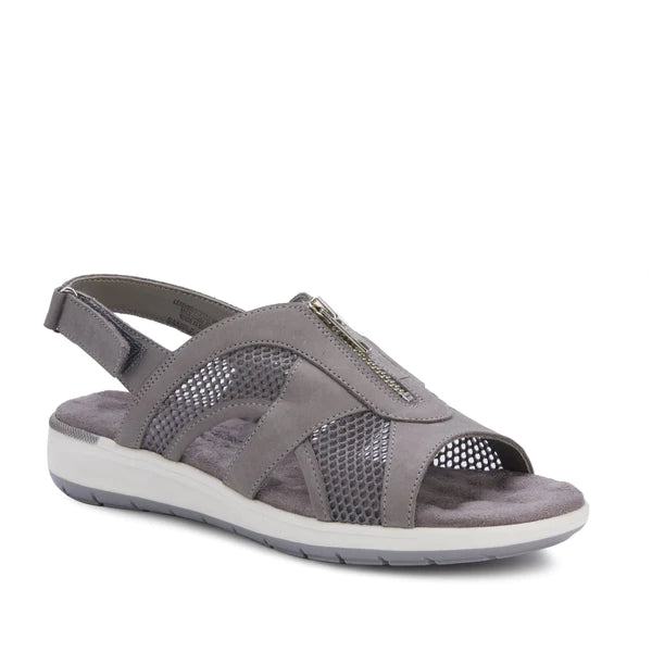 Spencer Sandal: Dove Gray Nubuck/Gray Mesh I Walking Cradle