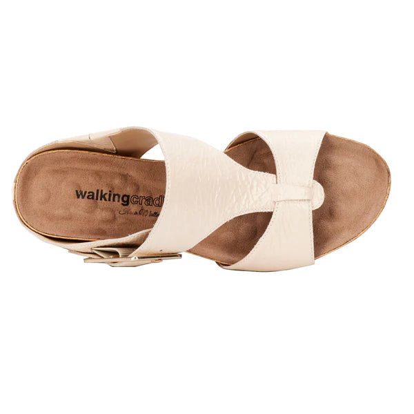 Thea Sandal: Vanilla Crinkle Patent Leather I Walking Cradle