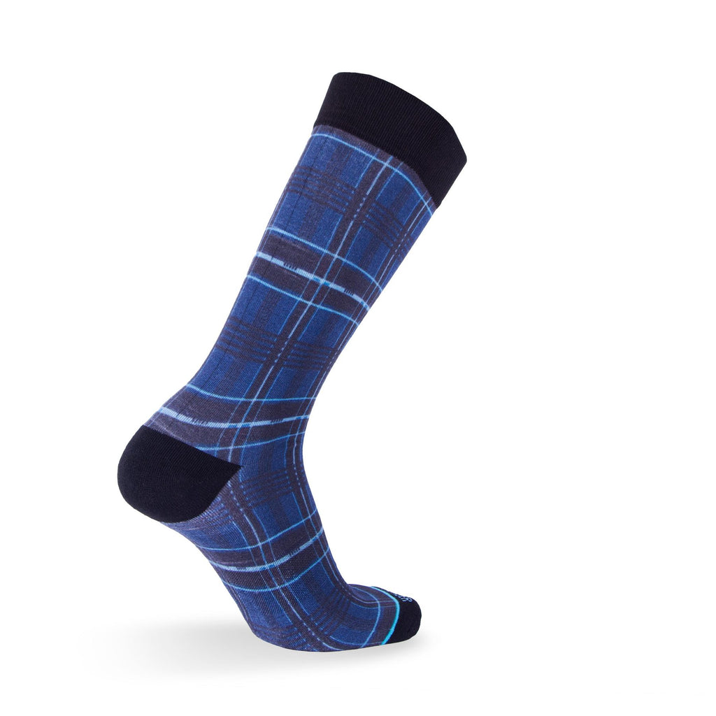 THE PLAID - EXTRA CUSHIONED - BLUE PLAID DRESS SOCKS I Tallorder