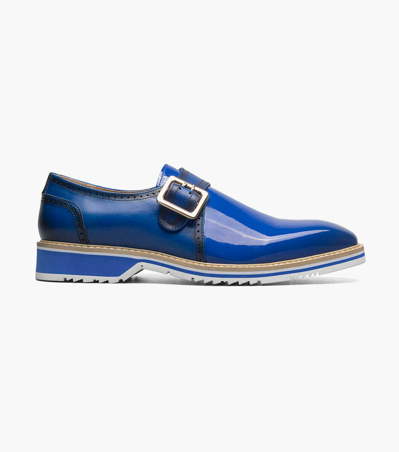 Bartram Plain Toe Monk Strap-Blue | Stacy Adams