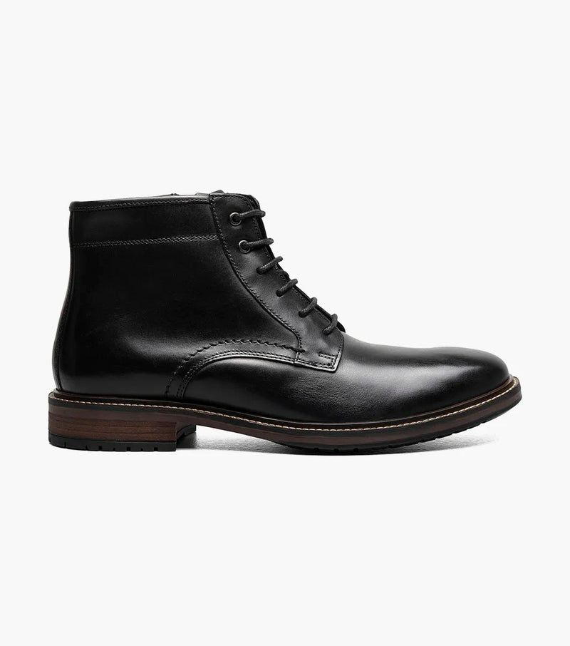 Forge  Plain Toe Lace Up Boot-Black| Florsheim