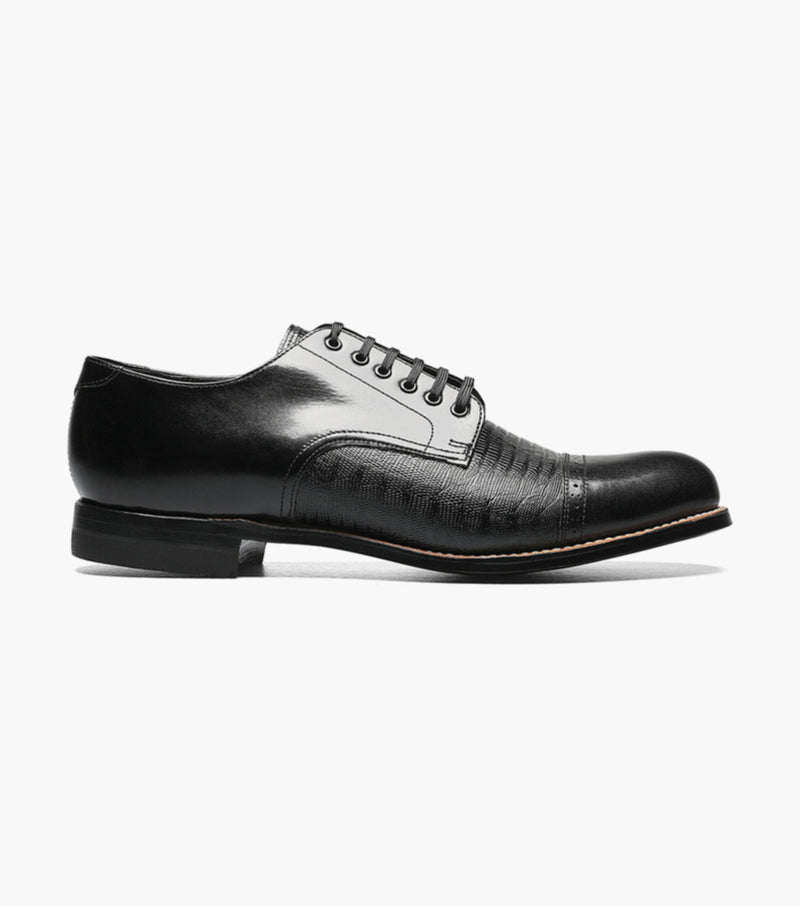 MADISON Lizard Cap Toe Oxford-Black | STACY ADAMS