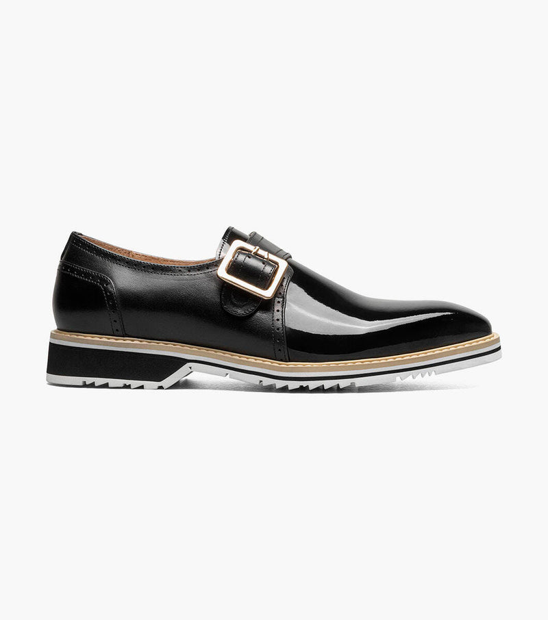 Bartram Plain Toe Monk Strap-Black | Stacy Adams
