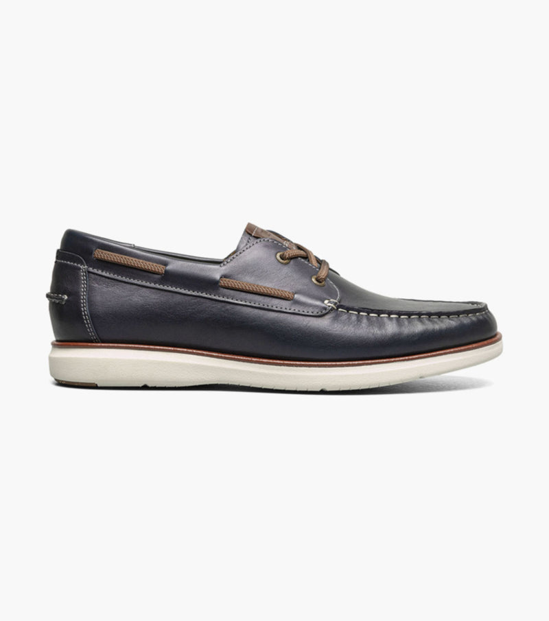 Tropics Moc Toe Elastic Lace Boat Shoe-Navy | Florsheim
