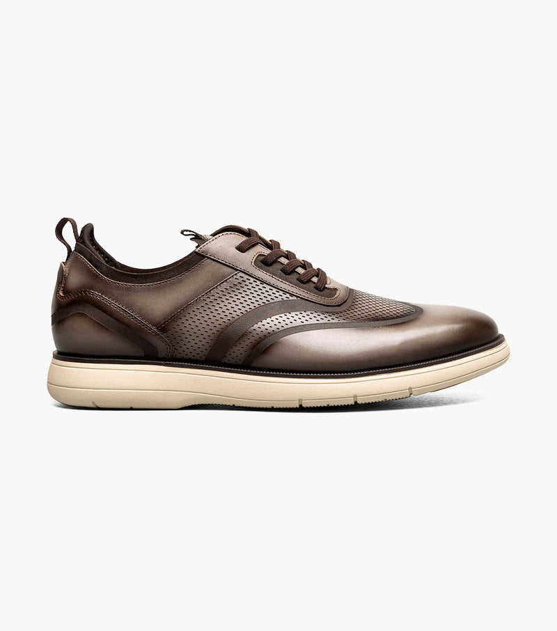 Edgewood Wingtip Elastic Lace Up-Taupe | Stacy Adams