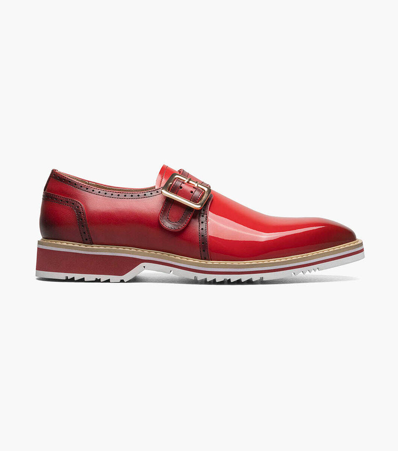 Bartram Plain Toe Monk Strap-Red | Stacy Adams