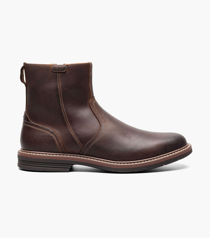 Norwalk Plain Toe Side Zip Boot-Brown CH| Florsheim