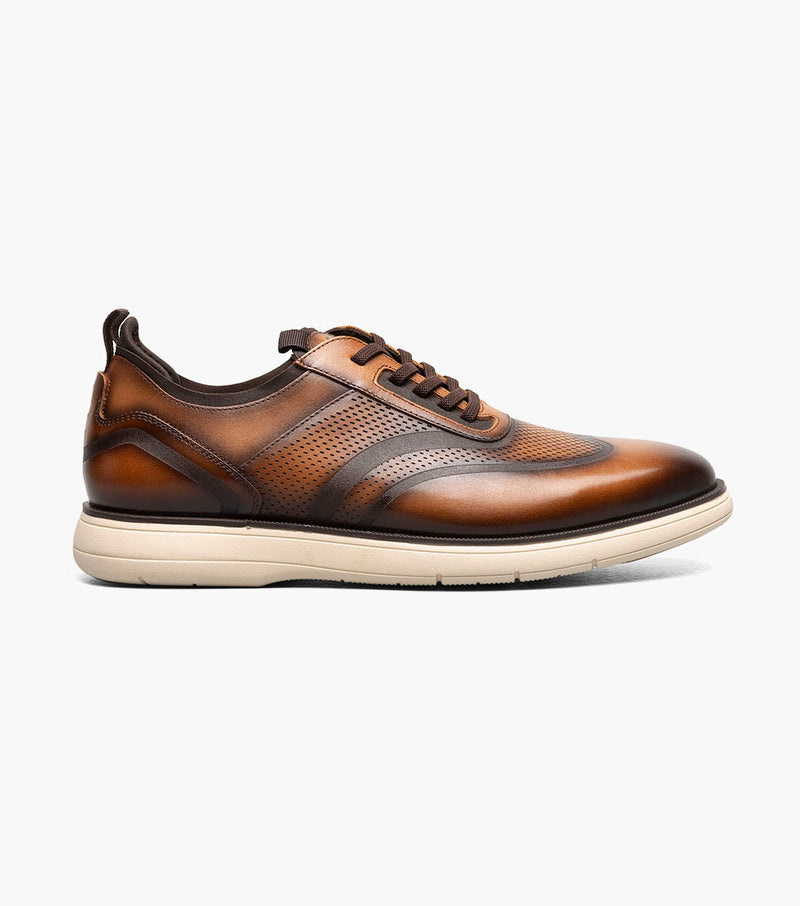 Edgewood Wingtip Elastic Lace Up-Cognac | Stacy Adams