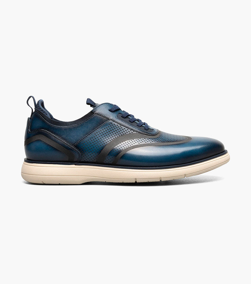 Edgewood Wingtip Elastic Lace Up-Blue | Stacy Adams