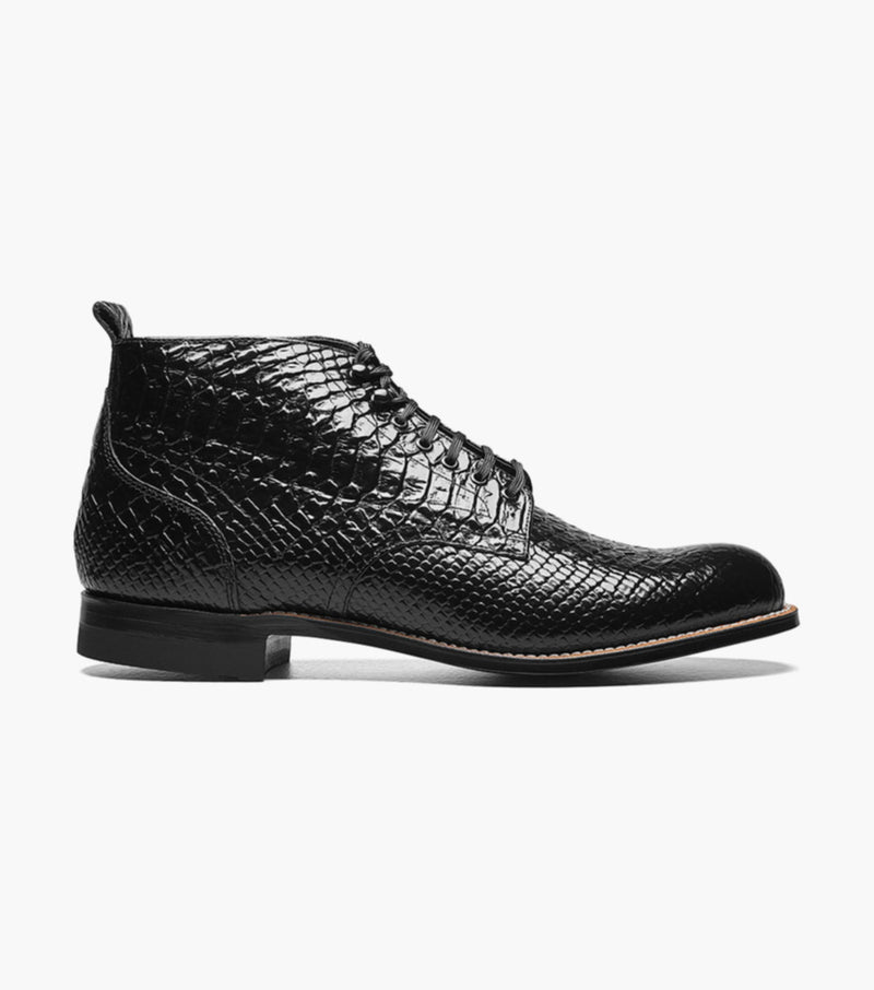 Madison Anaconda Plain Toe Boot-Black | STACY ADAMS