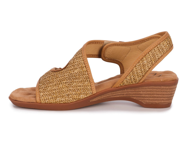 KIMMI-Tan Raffia/Leather | Ros Hommerson