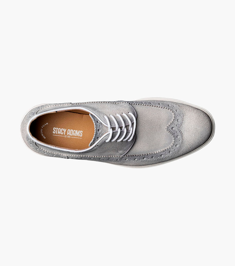 Trudell Wingtip Lace Up-Light Gray | Stacy Adams