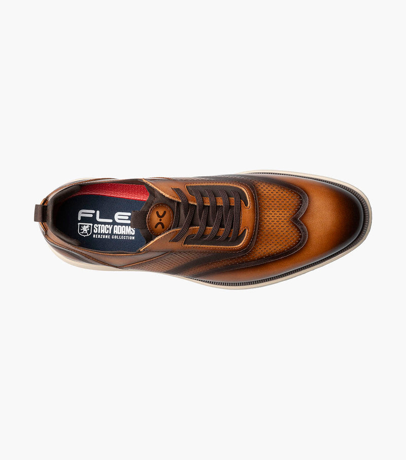 Edgewood Wingtip Elastic Lace Up-Cognac | Stacy Adams