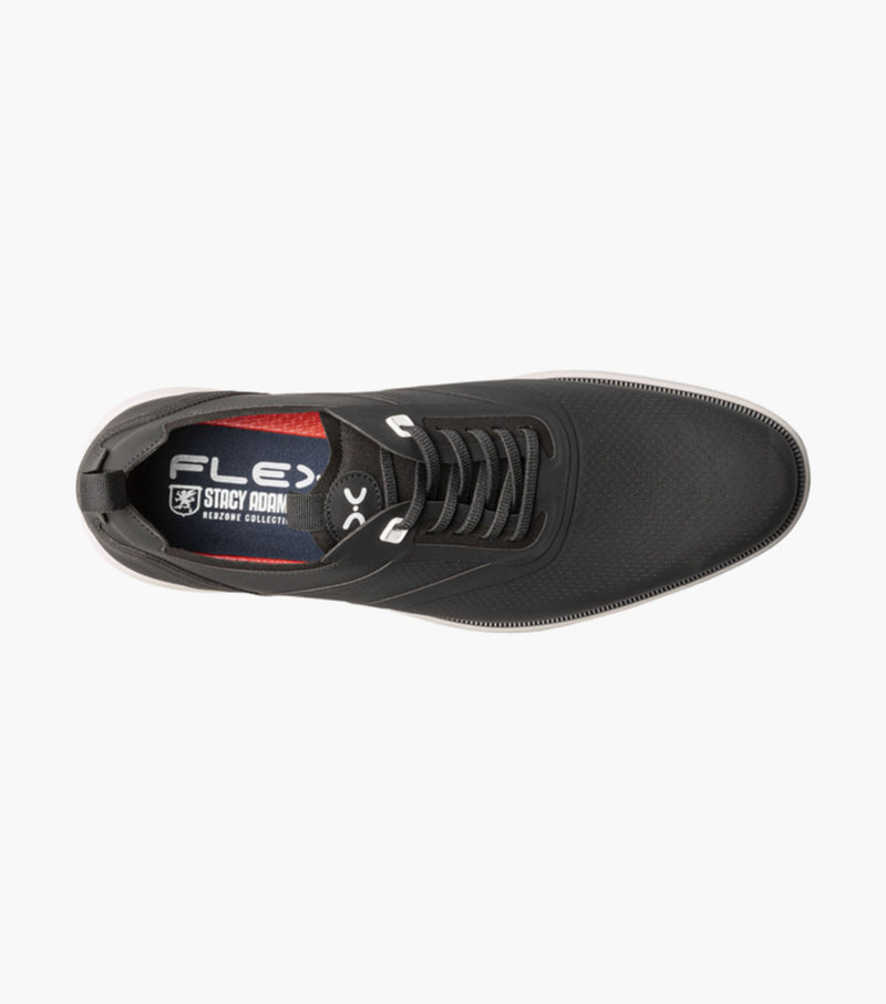 Everidge Plain Toe Elastic Lace Up- Black | Stacy Adams