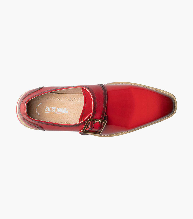 Bartram Plain Toe Monk Strap-Red | Stacy Adams