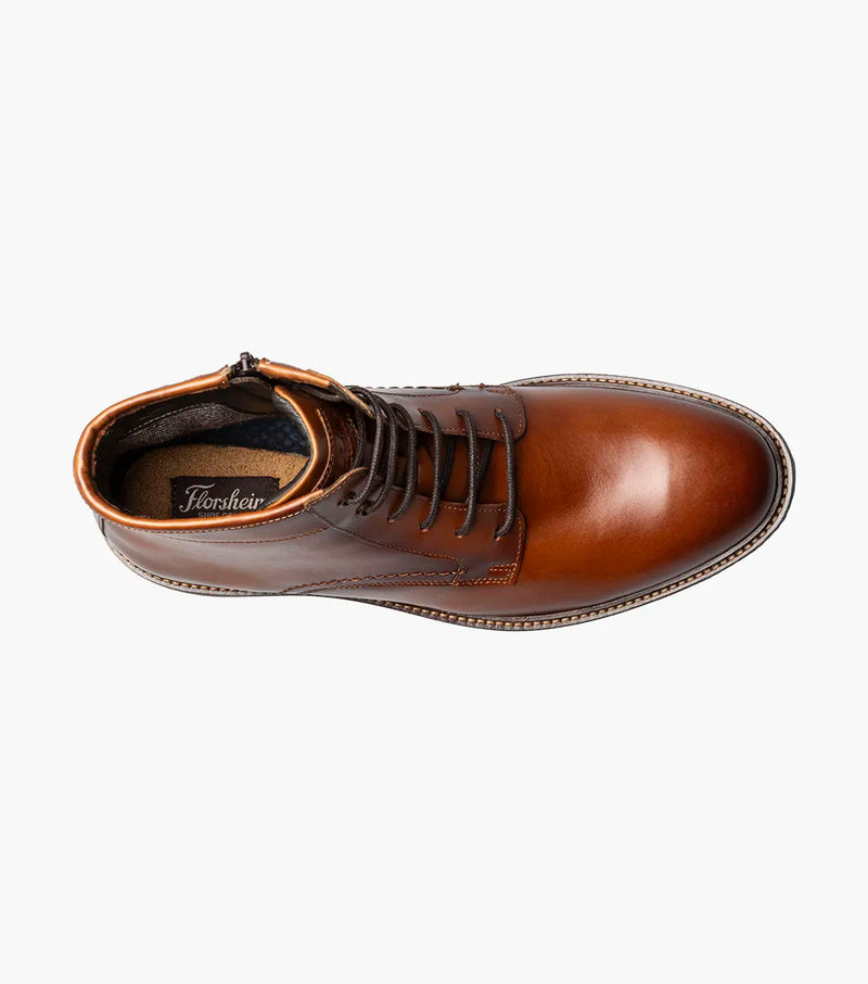 Forge Plain Toe Lace Up Boot-Cognac| Florsheim