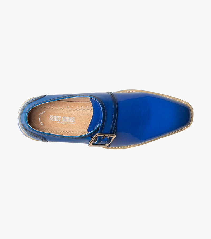 Bartram Plain Toe Monk Strap-Blue | Stacy Adams