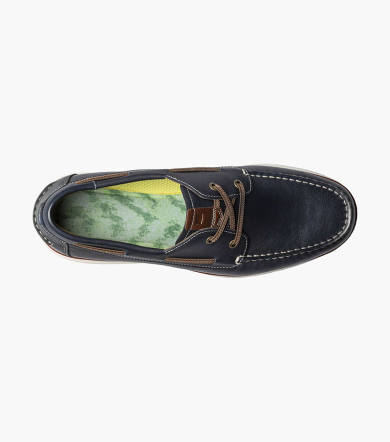 Tropics Moc Toe Elastic Lace Boat Shoe-Navy | Florsheim