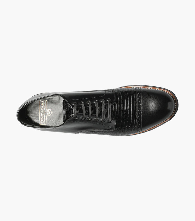 MADISON Lizard Cap Toe Oxford-Black | STACY ADAMS