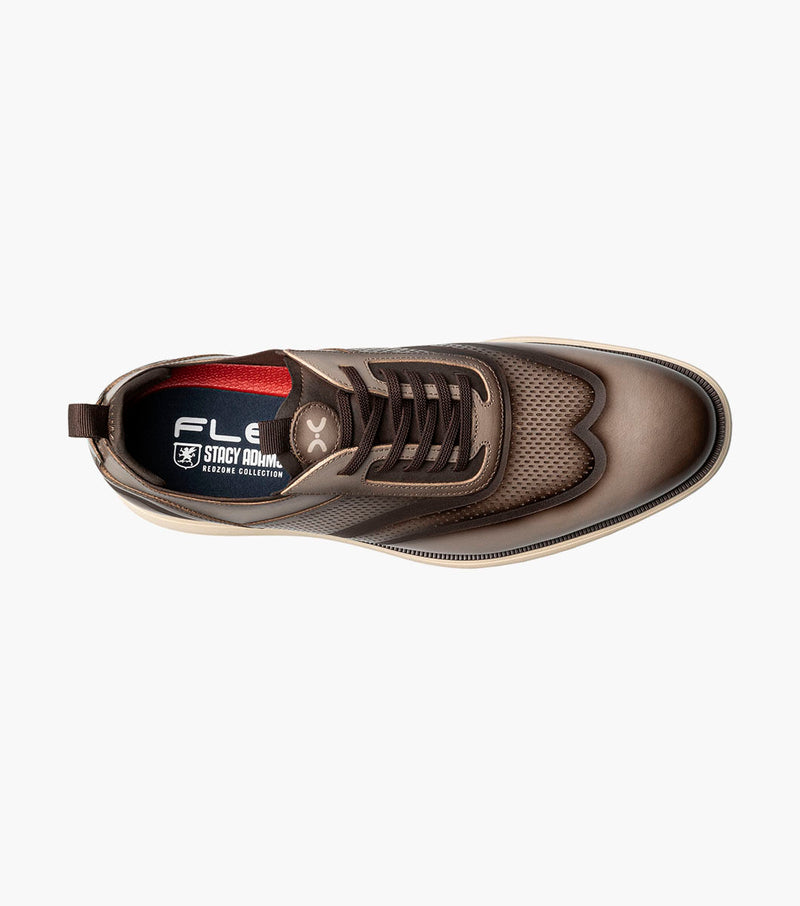 Edgewood Wingtip Elastic Lace Up-Taupe | Stacy Adams