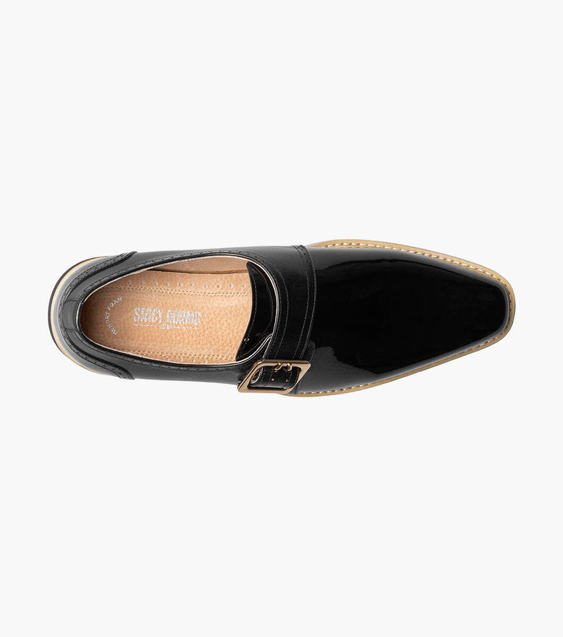Bartram Plain Toe Monk Strap-Black | Stacy Adams