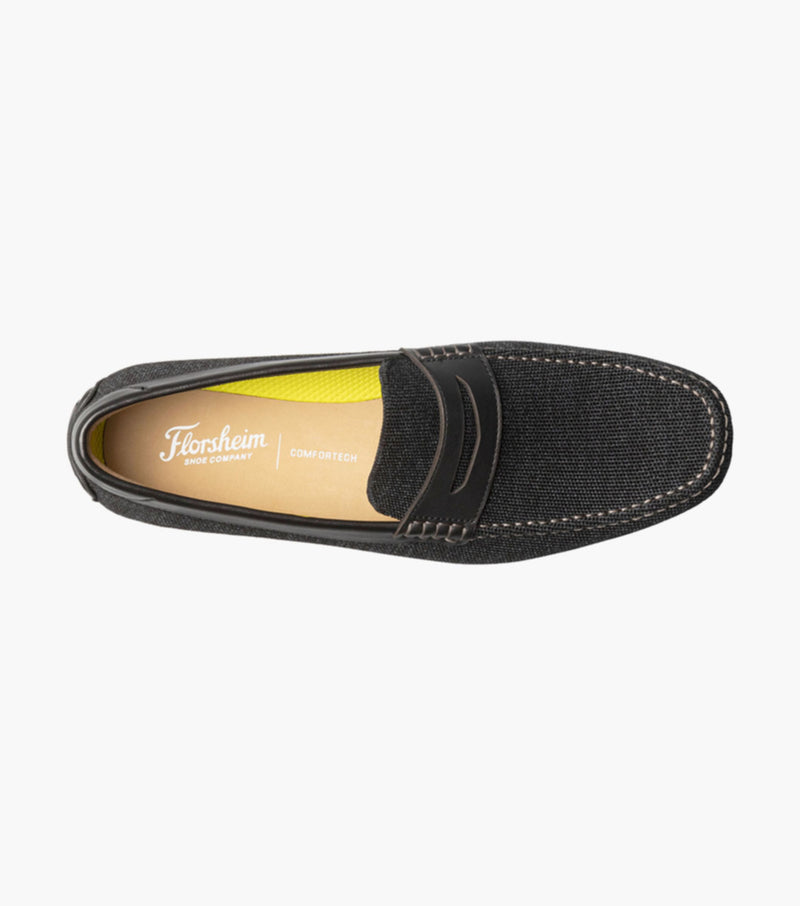 Motor Knit Moc Toe Penny Driver-Black | Florsheim