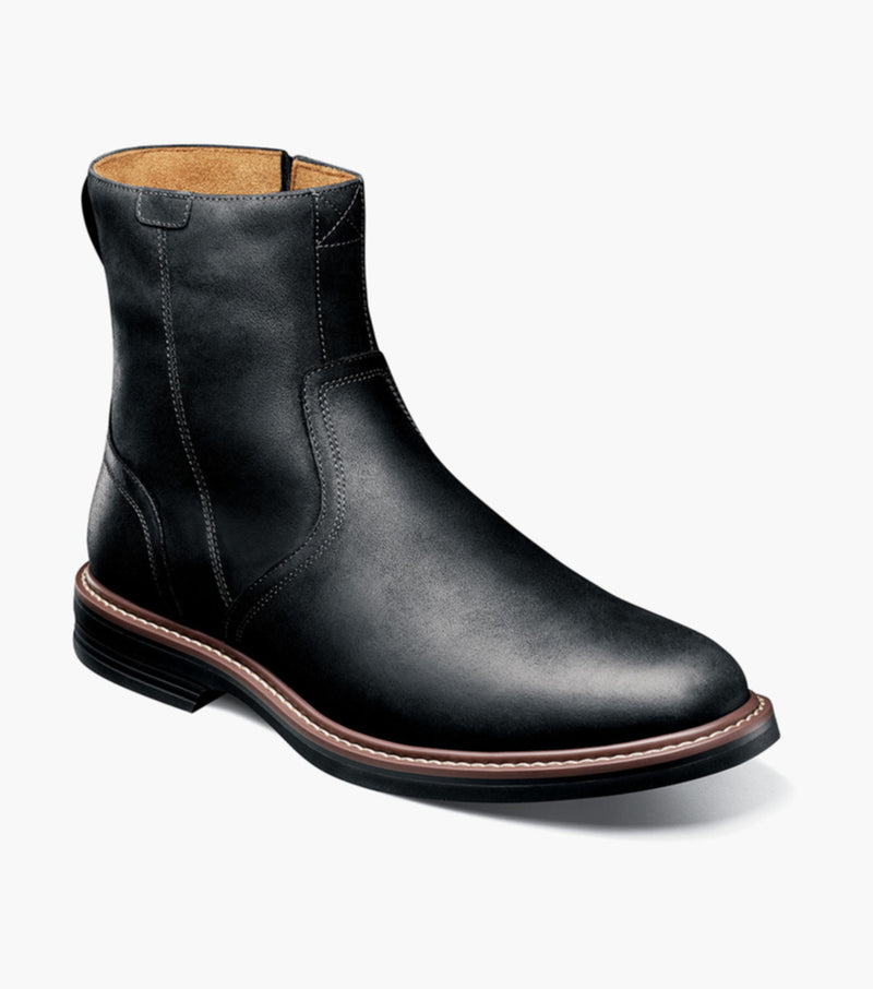 Norwalk Plain Toe Side Zip Boot-Black CH| Florsheim