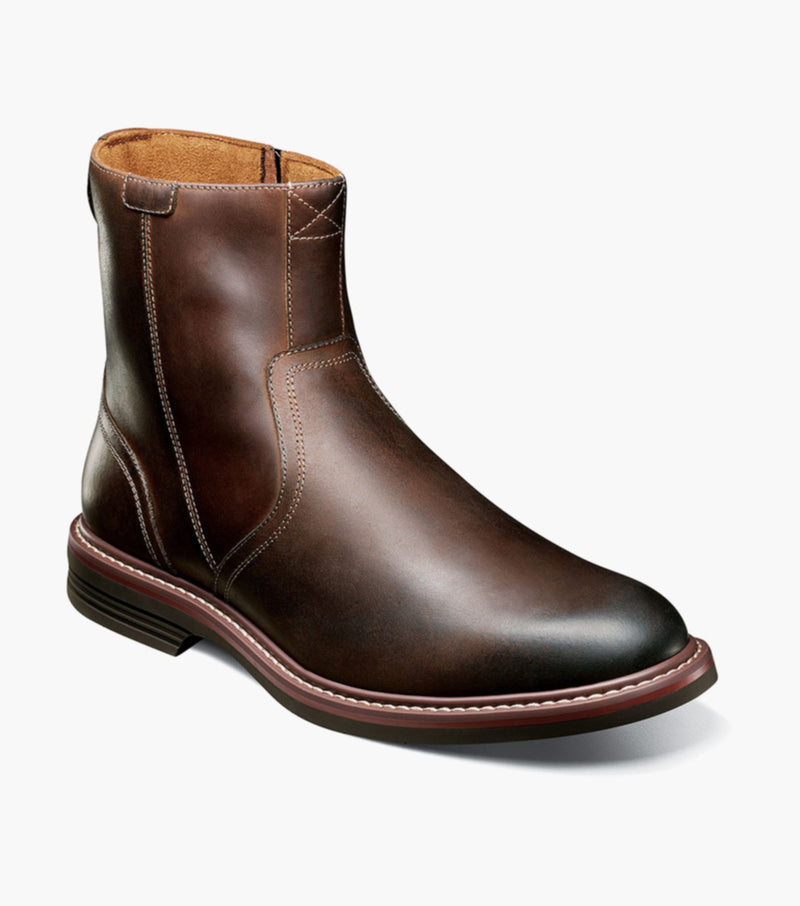 Norwalk Plain Toe Side Zip Boot-Brown CH| Florsheim