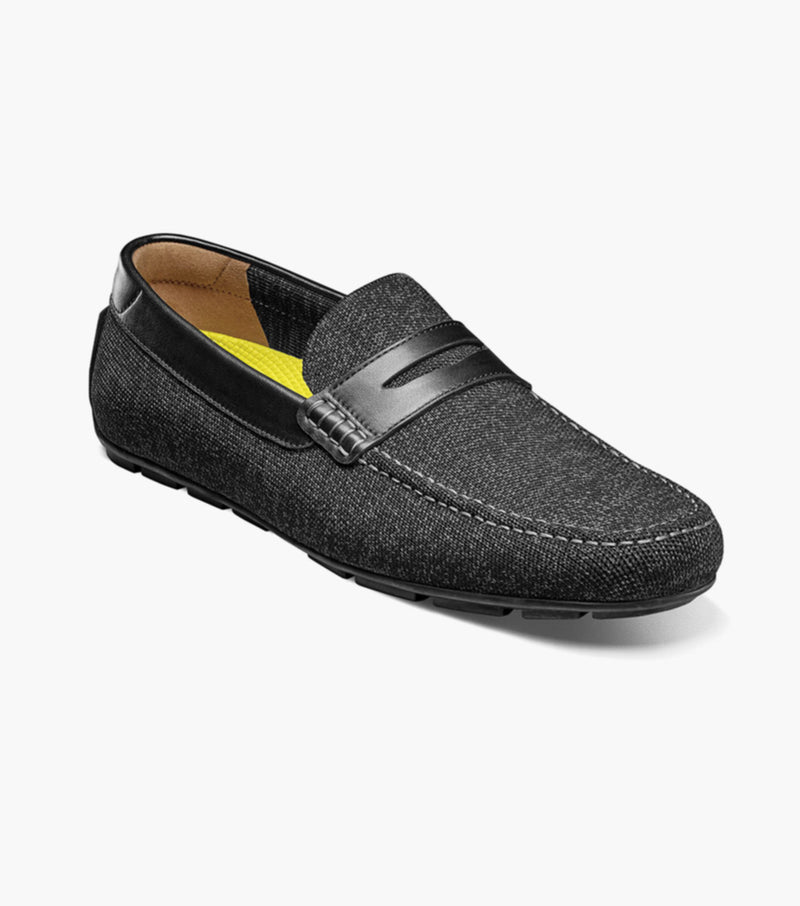 Motor Knit Moc Toe Penny Driver-Black | Florsheim