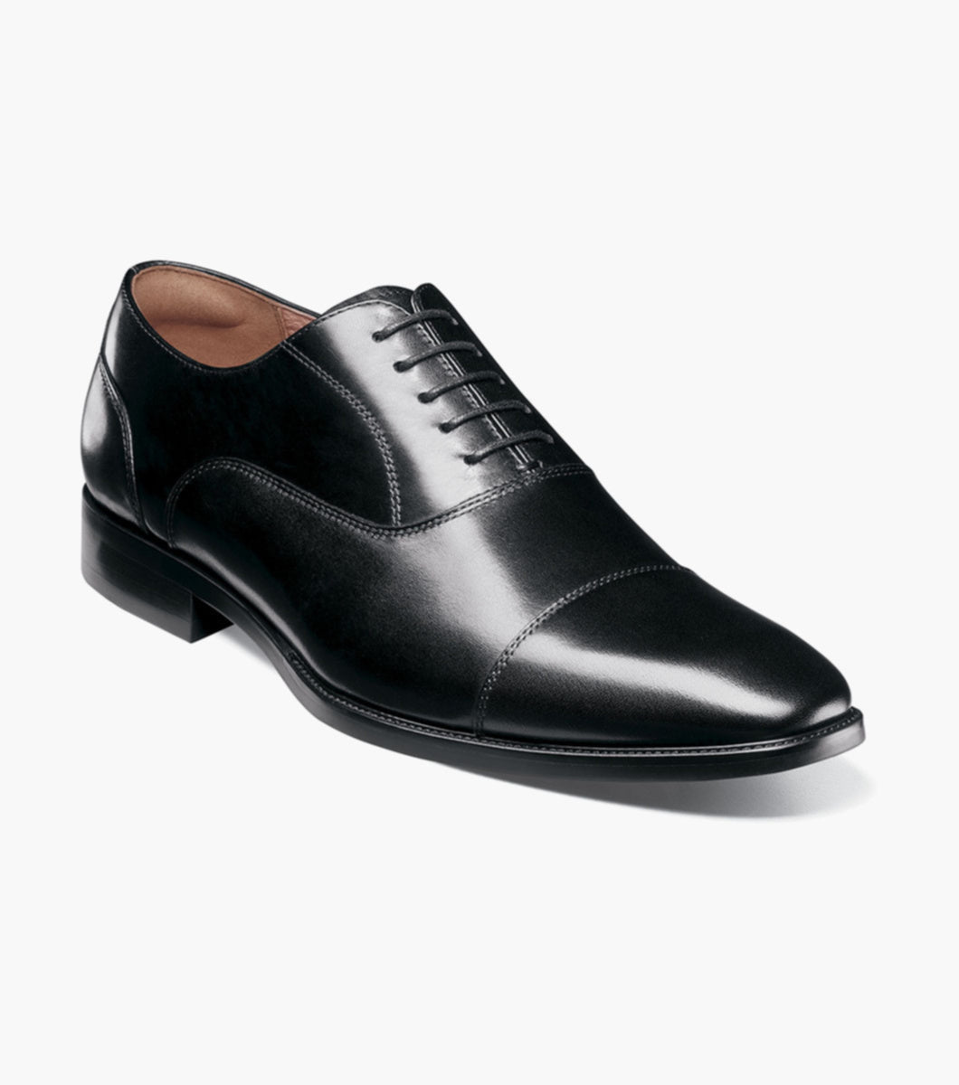 Sorrento Lux Cap Toe Bal Oxford-Black | Florsheim Large Feet Sorrento Lux Cap Toe Bal Oxford-Black | Florsheim Large Feet