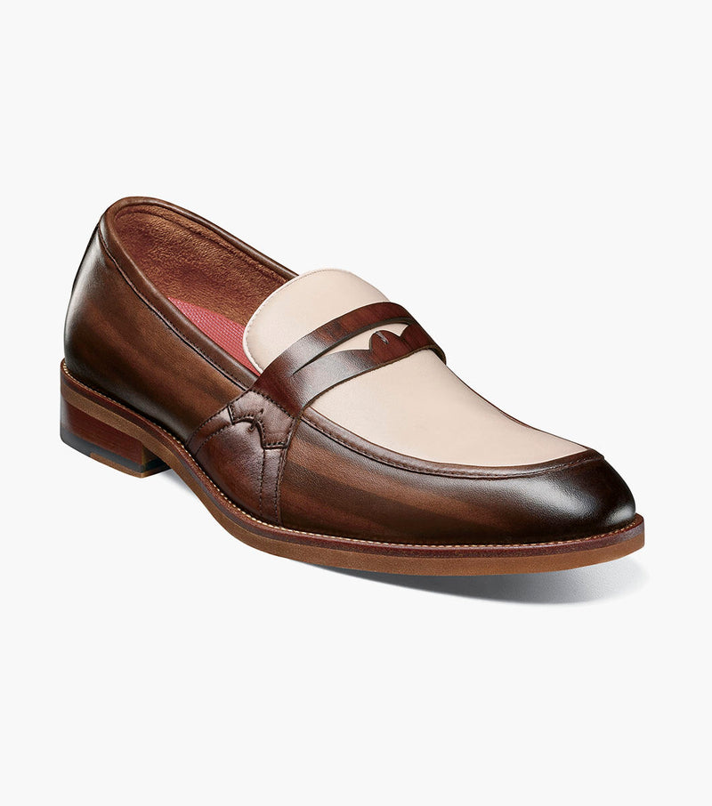Prichard Moc Toe Penny Slip On-Brown Multi | Stacy Adams