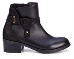 DELIA-Black Napa/Patent Lizard Print Leather | Ros Hommerson