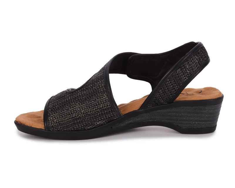 KIMMI-Black Raffia/Leather | Ros Hommerson