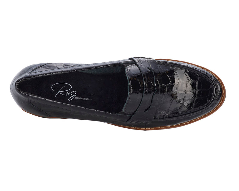 Winnie-Black Croc Patent Leather | Ros Hommerson