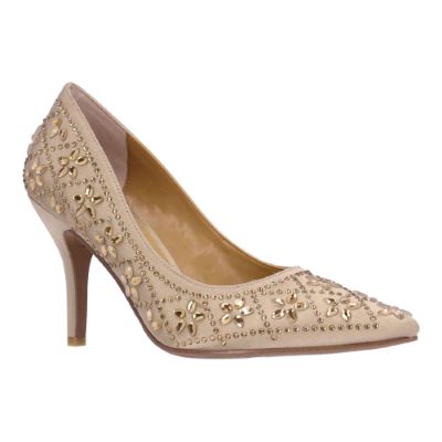 BARLOW-BEIGE SATIN/RHINESTONES| J Renee