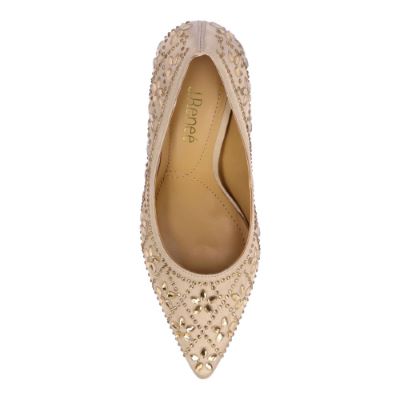 BARLOW-BEIGE SATIN/RHINESTONES| J Renee