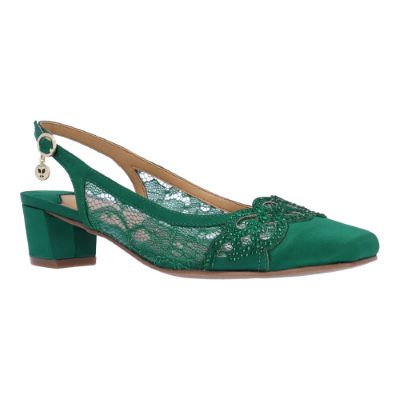 Faleec|J Renee-EMERALD GREEN SATIN/LACE