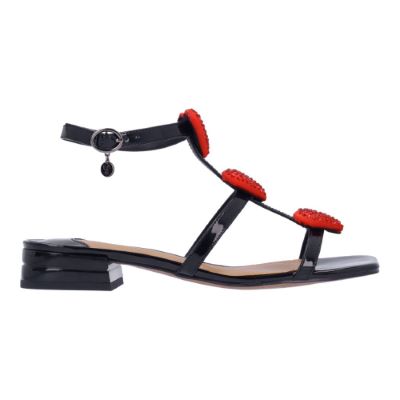 HEARTLY-BLACK PATENT/RED| J Renee